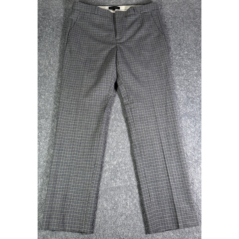 Banana Republic Ryan Fit Gray Houndstooth Check Dress Pants Size 10 Wool Career